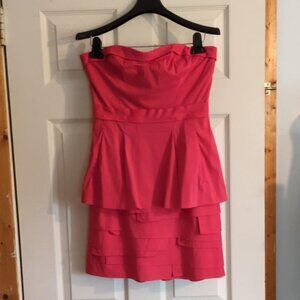 BCBG Maxazria Strapless Sz 6 Mini Dress Red Berry Ruffles Hoco Sexy Club Layers